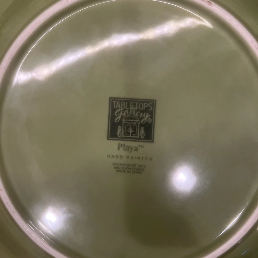 3-Dinner Plates Tabletop Gallery Playa Sage Green Hand Painted